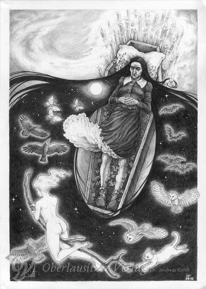 graphite - illustration - the witch burial