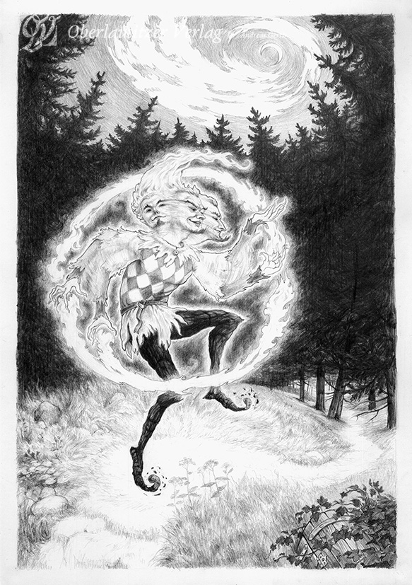graphite - illustration - the fiery man