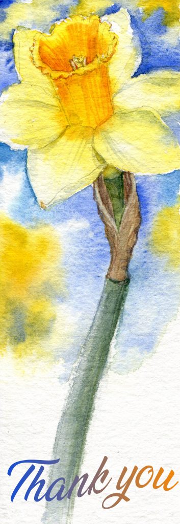 daffodill - water color - Say thank you and stay at home.