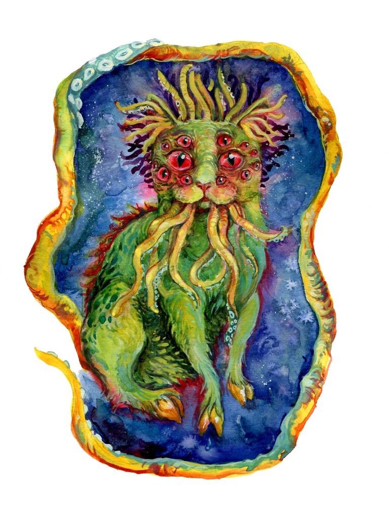 "Cathulhu" - H.P. Lovecraft fanart - water colour and gouache - illustration - fantasy - book illustration - Cthulhu - mythical creature